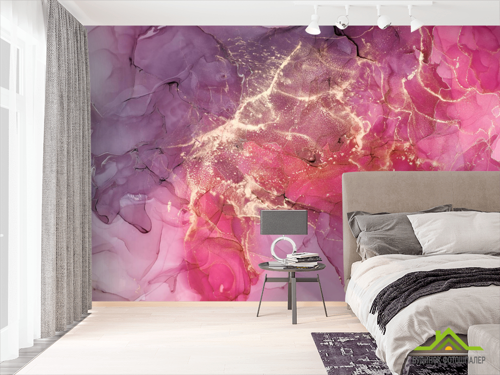 Фотошпалери яскравий рожевий Fluid art