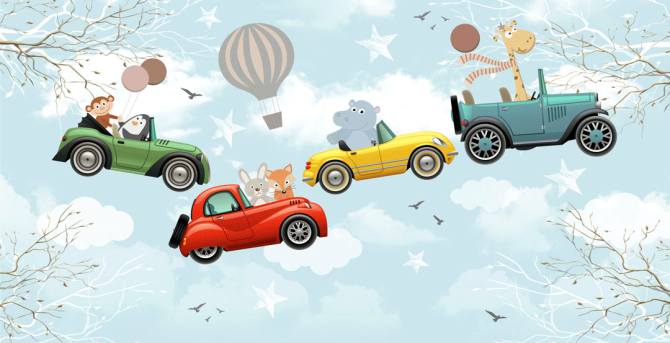 Фотошпалери Звірі на машинці