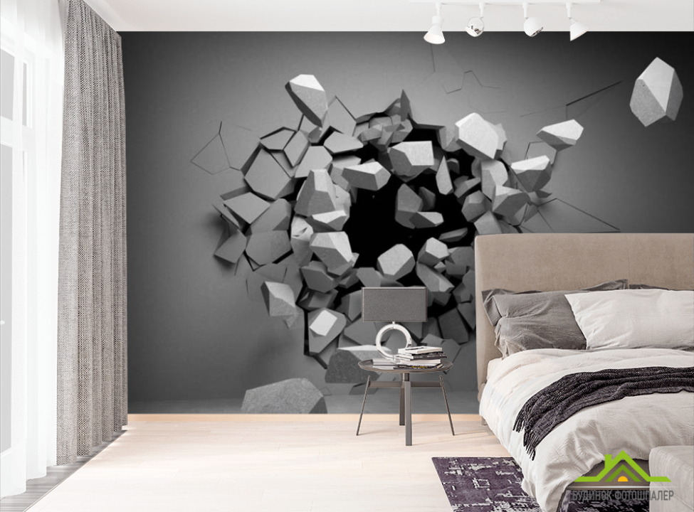 выбрать Фотообои камни вылетают со стены Фотообои разные на стену