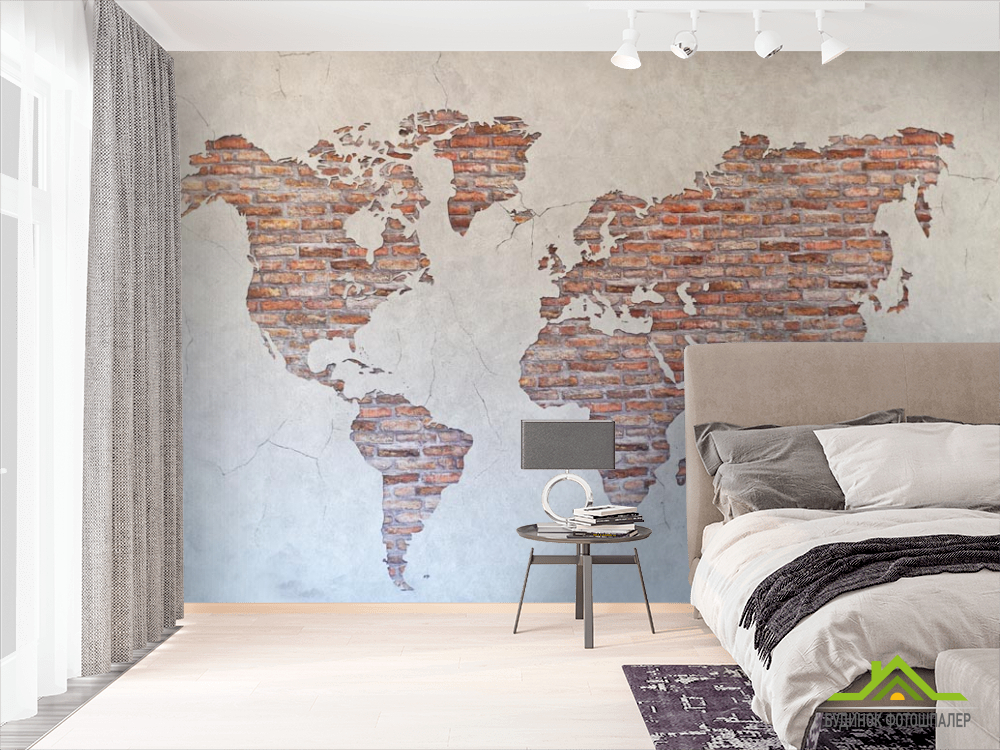 Фотообои Карта на стене из кирпичей
