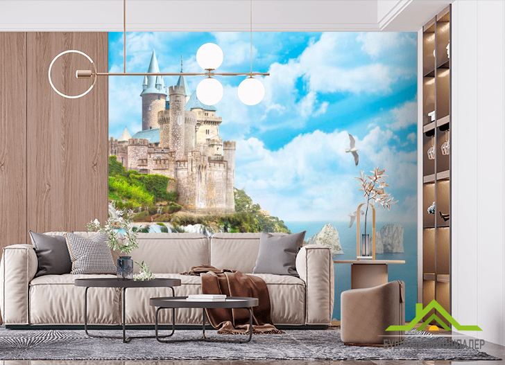 Фотошпалери Чайки, небо, замок