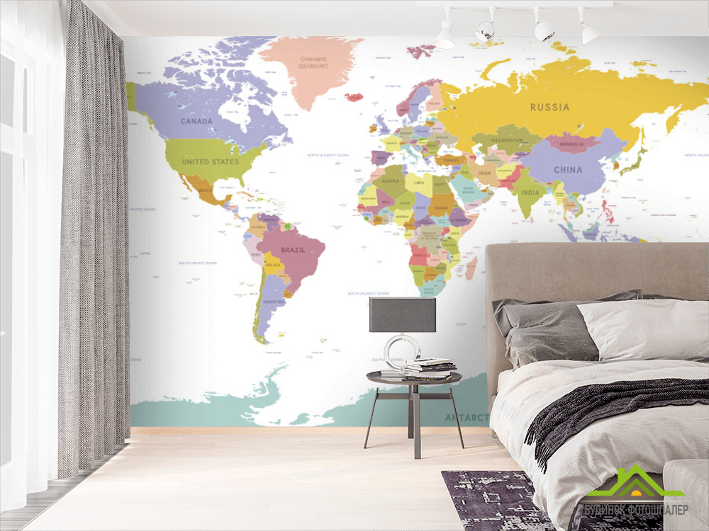 Фотообои Географическая карта мира