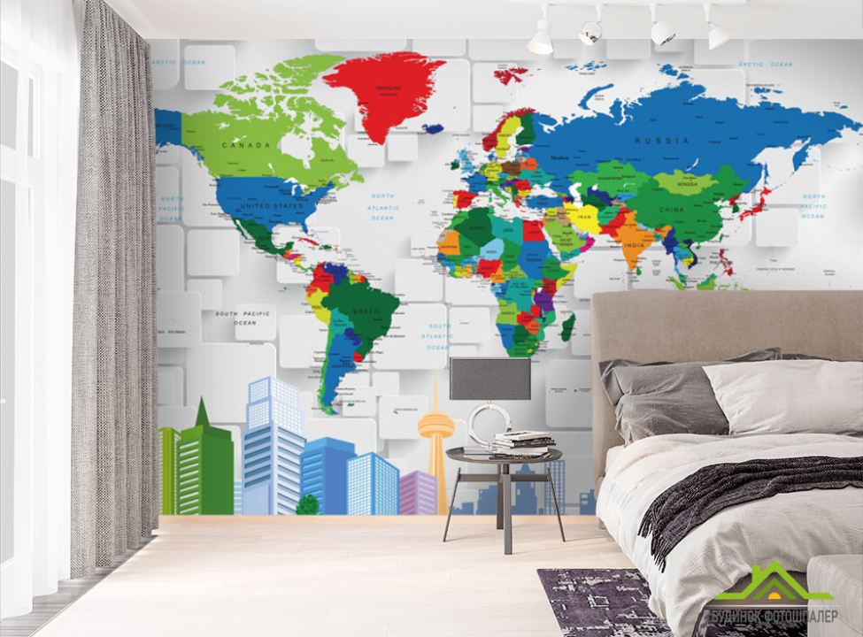 выбрать Фотошпалери 3д карта Фотошпалери карта Світу на стіну