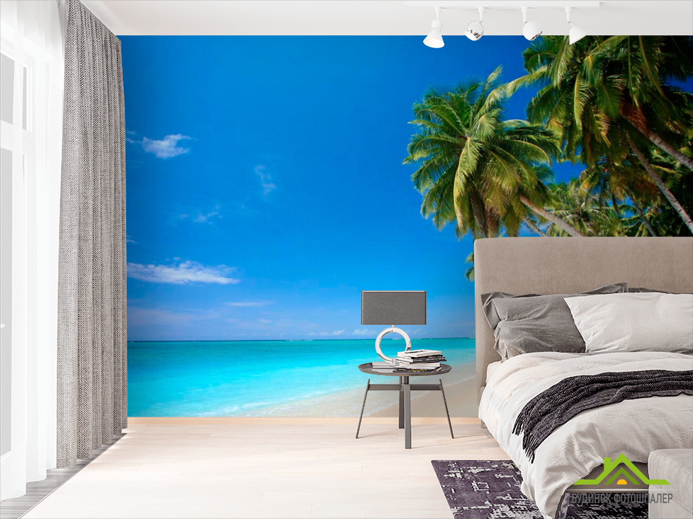 Фотообои Солнце, пальмы, пляж