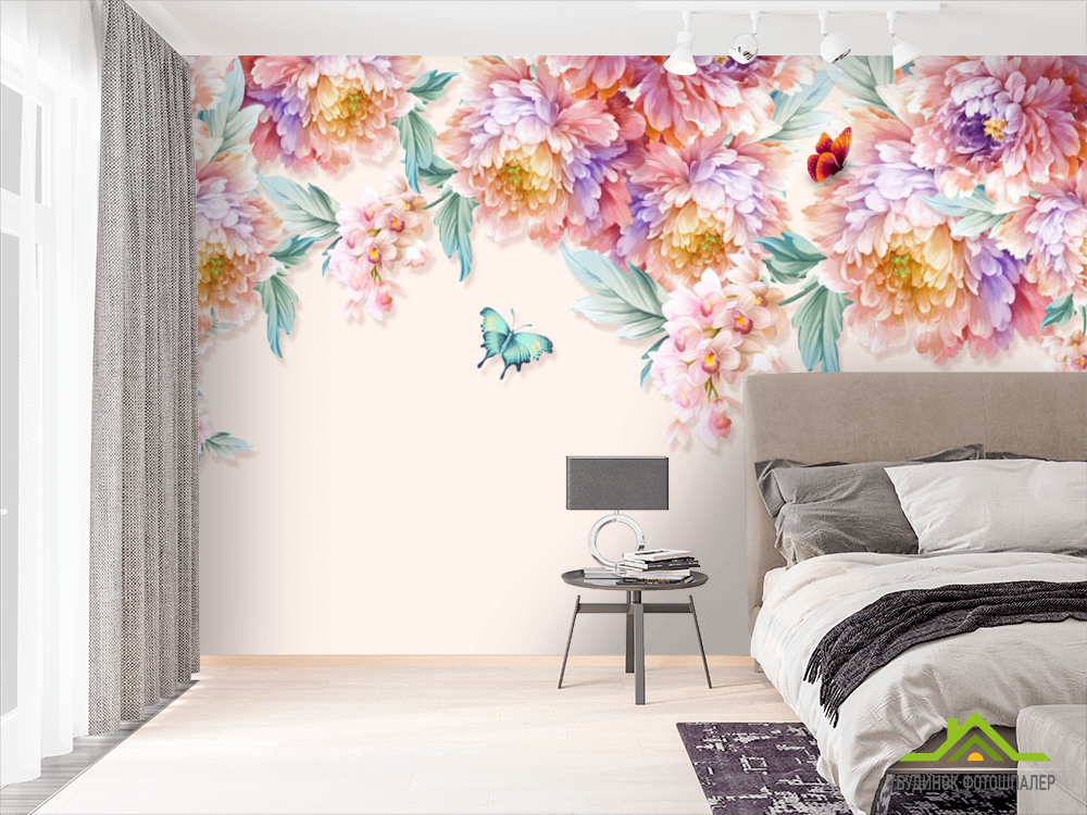 Фотошпалери різнокольорові півонії