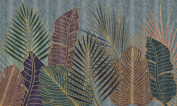 Фотообои 3д тропические листья