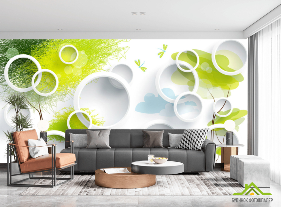 выбрать Фотообои  Круги с абстрактными деревтями Фотообои 3Д на стену