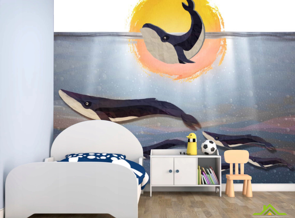 выбрать Фотообои Киты для детской Фотообои в детскую на стену