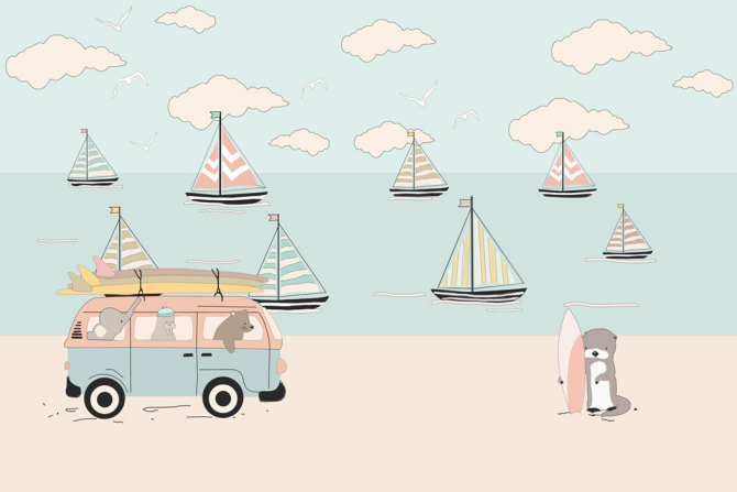 Фотошпалери Машинки на пляжі