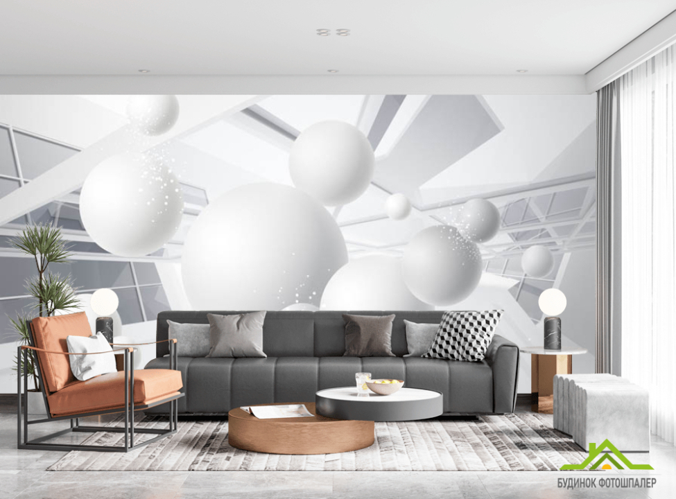 выбрать Фотошпалери сірі кулі 3д Фотошпалери різні на стіну