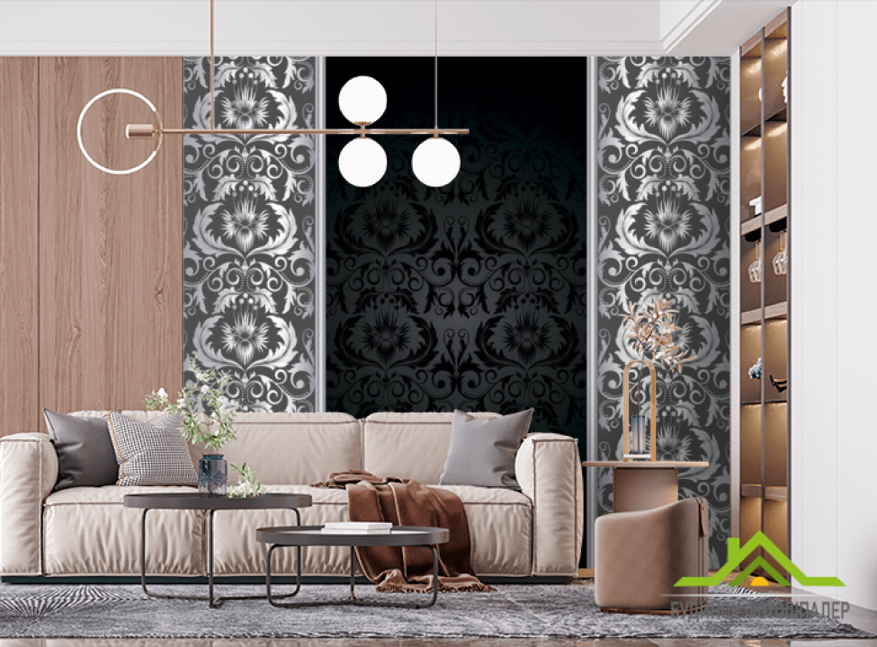 выбрать Фотошпалери Вензельные візерунки на чорному тлі Фотообої по стилю на стіну