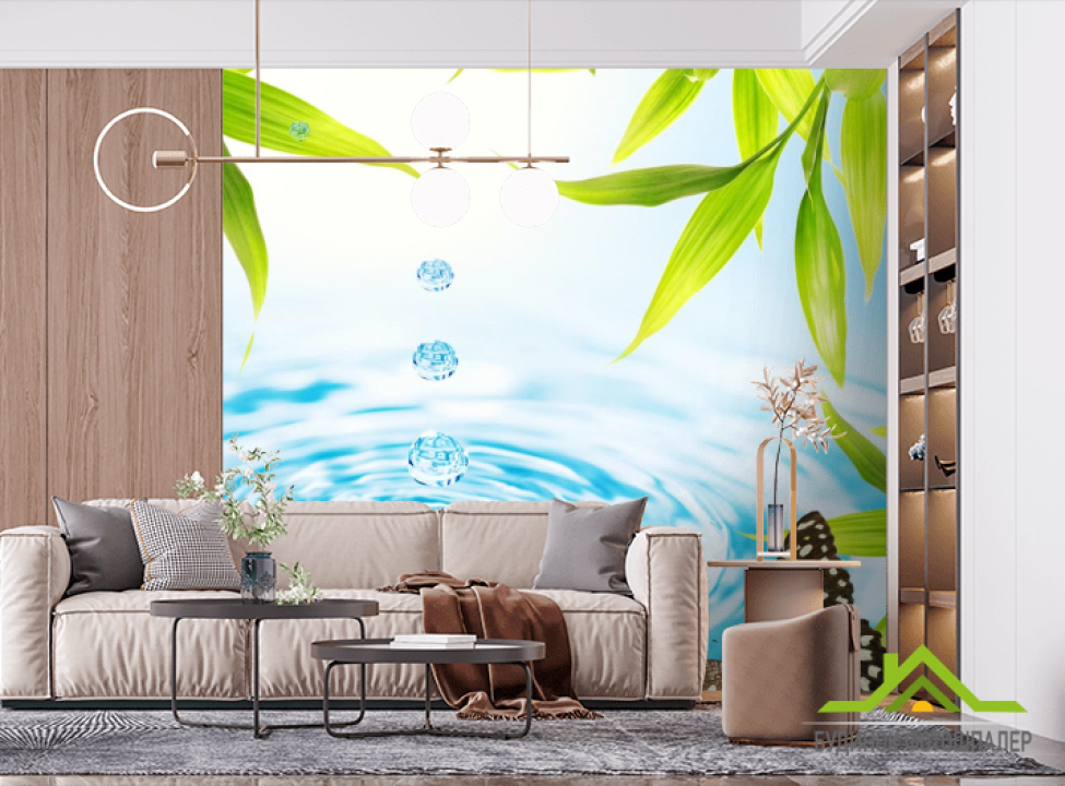 выбрать Фотообои Листья над водой Фотообои на шкаф купе на стену