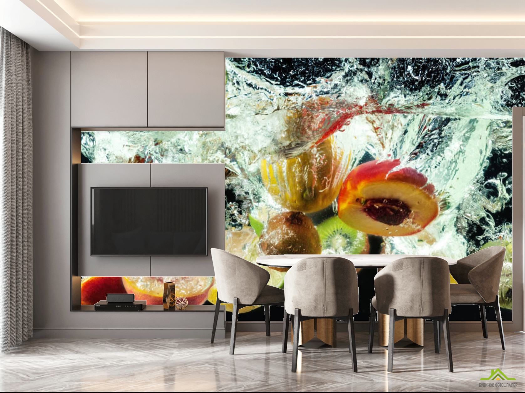 Фотошпалери соковиті фрукти у воді