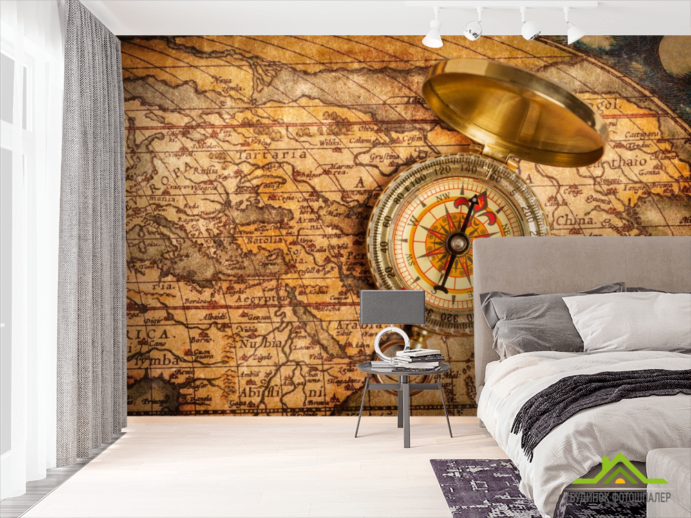 Фотошпалери Стара карта з компасом