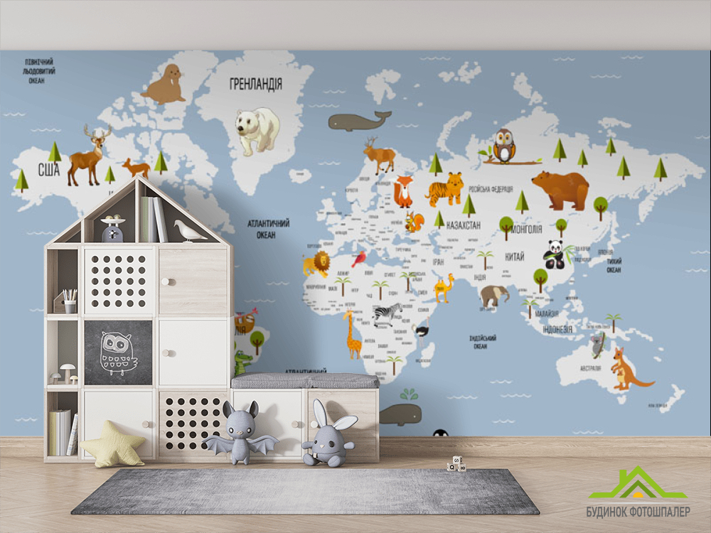 Фотошпалери блакитна карта для дівчинки українською