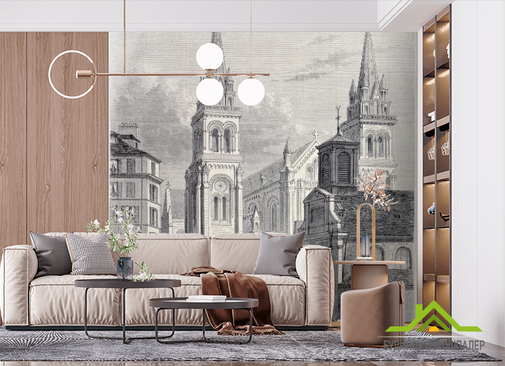 Фотошпалери гравюра старе місто