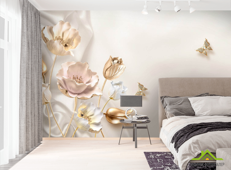 выбрать Фотошпалери Золоті квіти 3д Фотошпалери 3Д на стіну