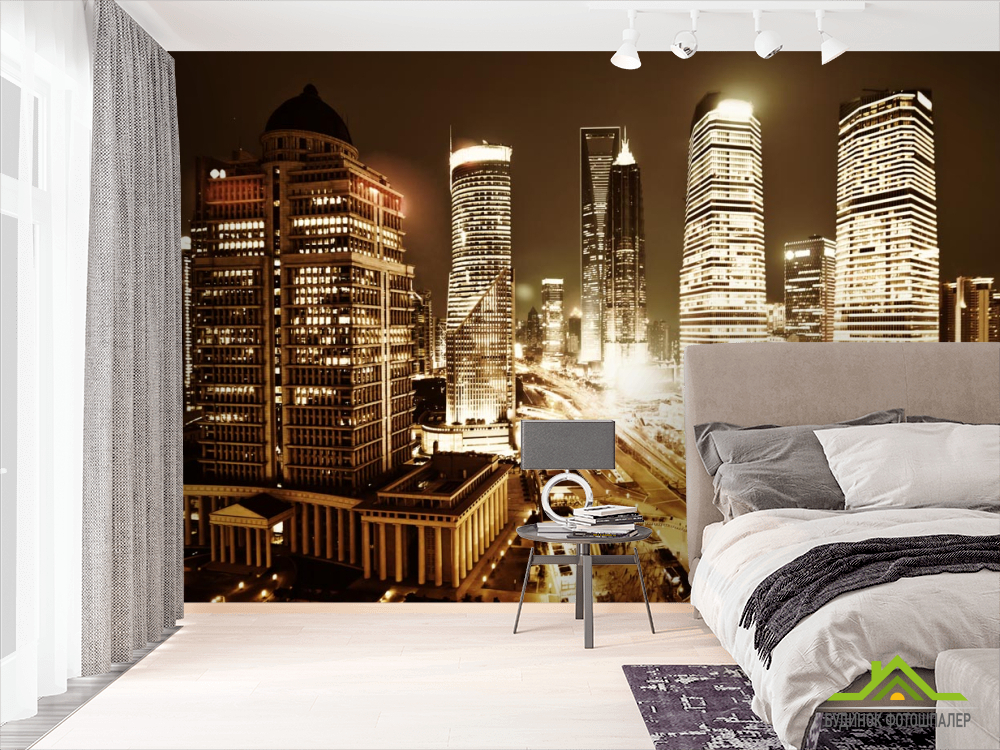 Фотошпалери ярий вечірній мегаполіс сепія