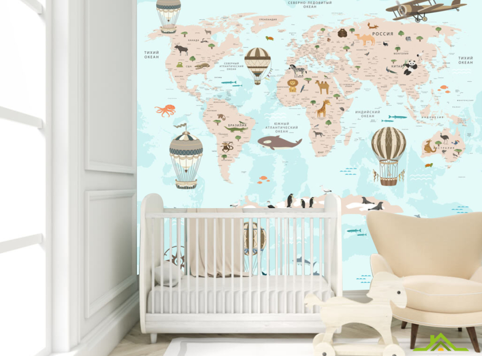 выбрать Фотообои Карта в детскую Фотообои в детскую на стену