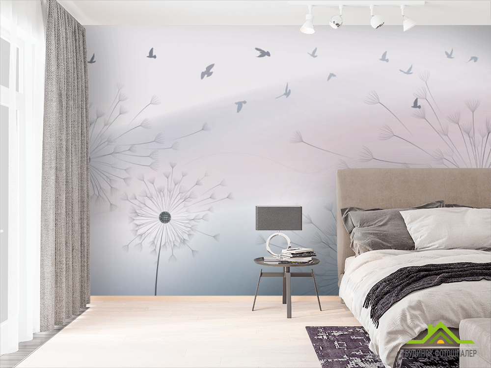 Фотообои Одуванчики и птички