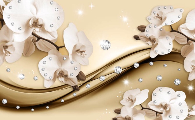 Фотошпалери 3D Квіти Орхідеї