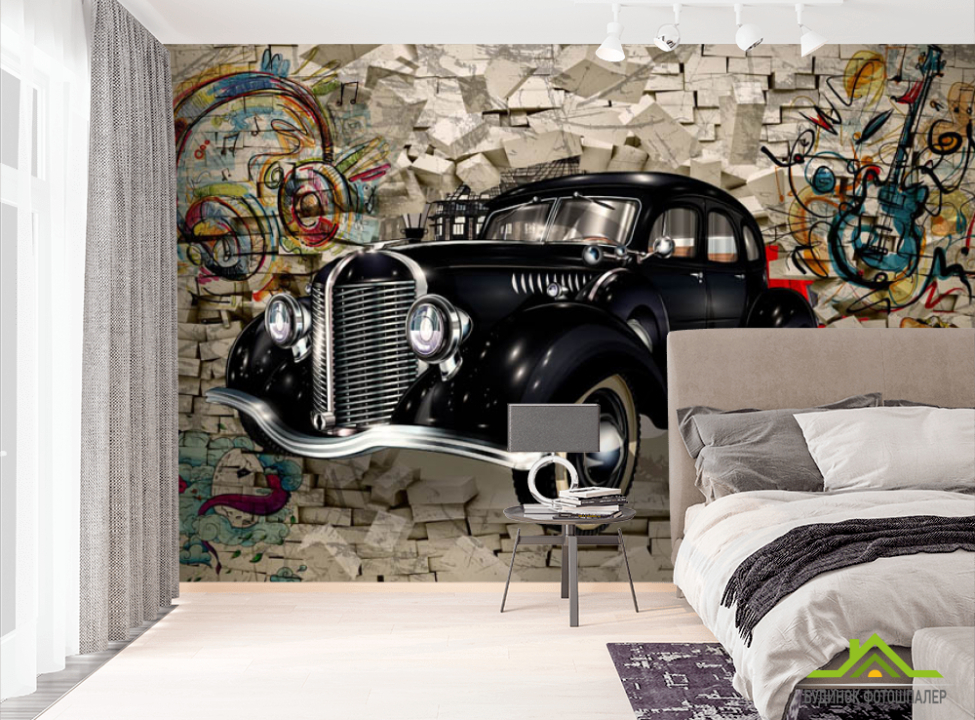 выбрать Фотошпалери Ретро машина і стіна Фотошпалери різні на стіну