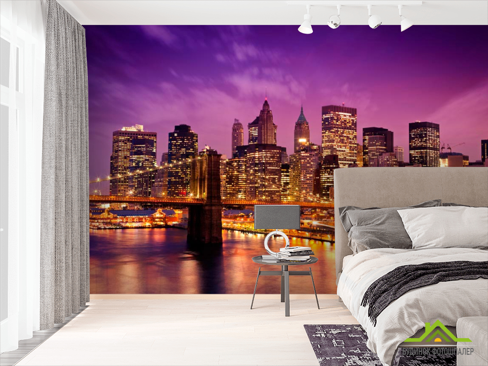 Фотообои Ночной город, мост