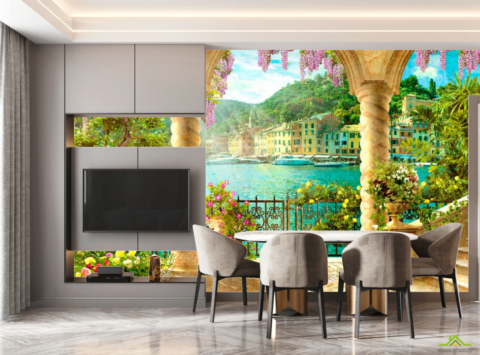 выбрать Фотошпалери Арка, місто, сходи Фотообої на кухню на стіну