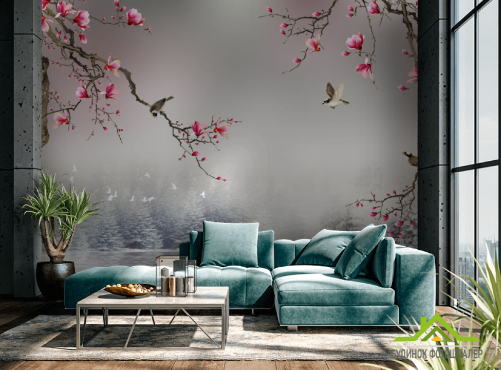 выбрать Фотошпалери магнолії в японському стилі Фотошпалери Квіти на стіну