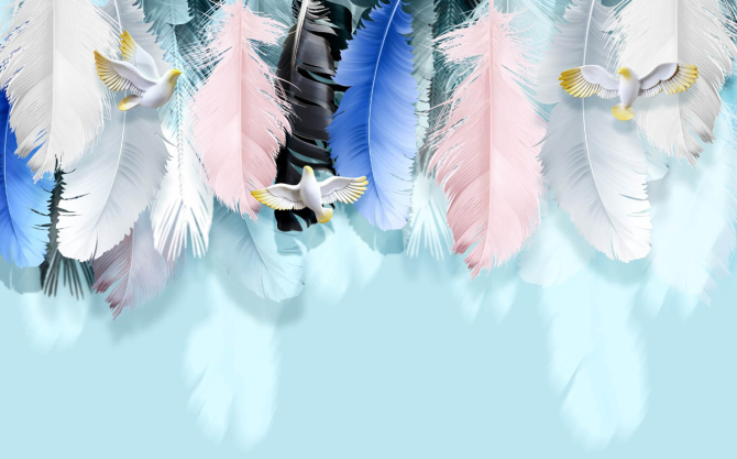 Фотошпалери різнокольорові пір'я