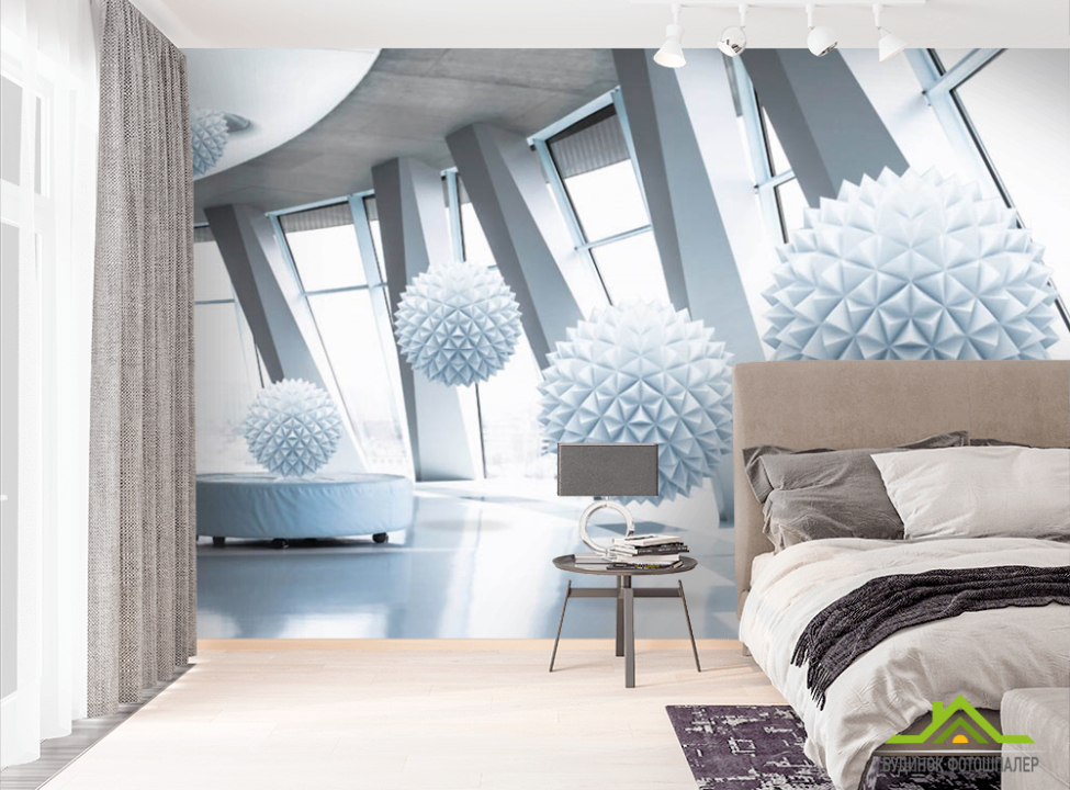 выбрать Фотообои Сферы 3д в комнате  на стену