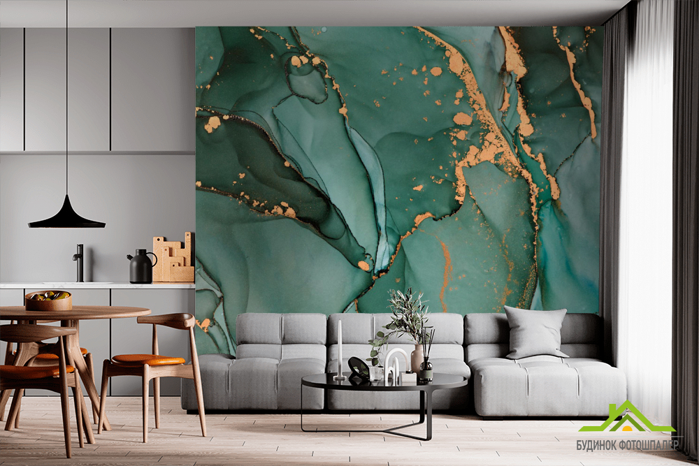 Фотообои бирюза золото