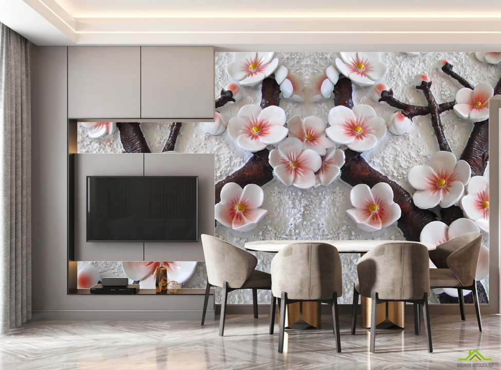 выбрать Фотошпалери 3д сакура Фотообої на кухню на стіну