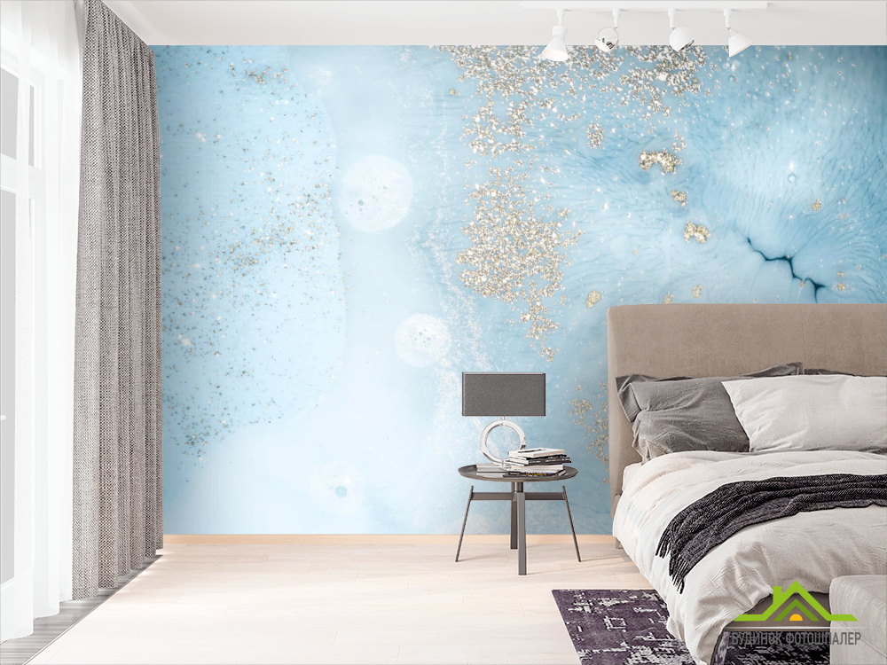 Фотошпалери Блакитний флюїд з сріблом