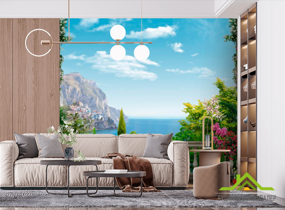 выбрать Фотошпалери Балкон, клумби, місто Фотошпалери Фрески на стіну