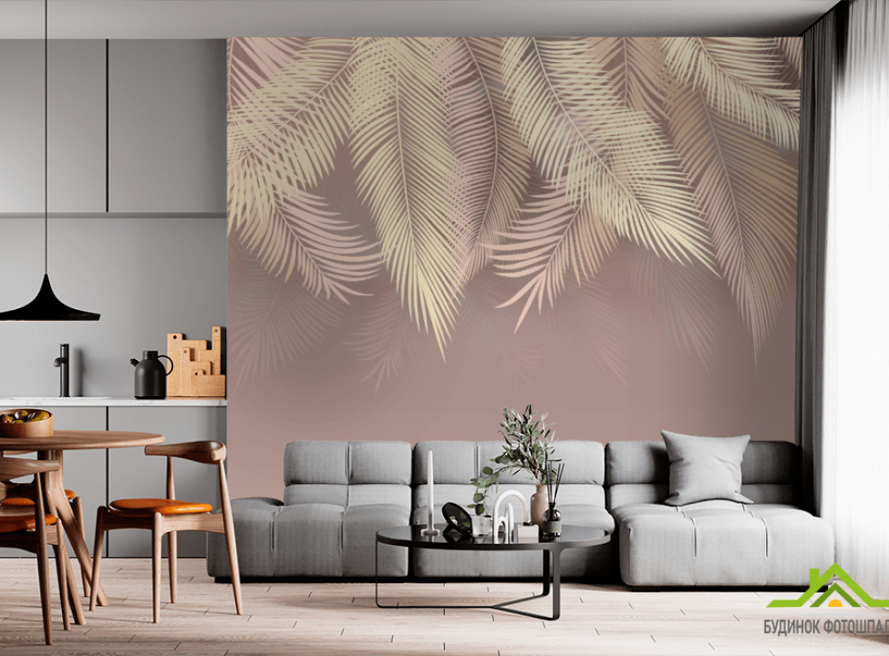выбрать Фотообои графические  пальмовые листья Фотообои Дизайнерские листья на стену