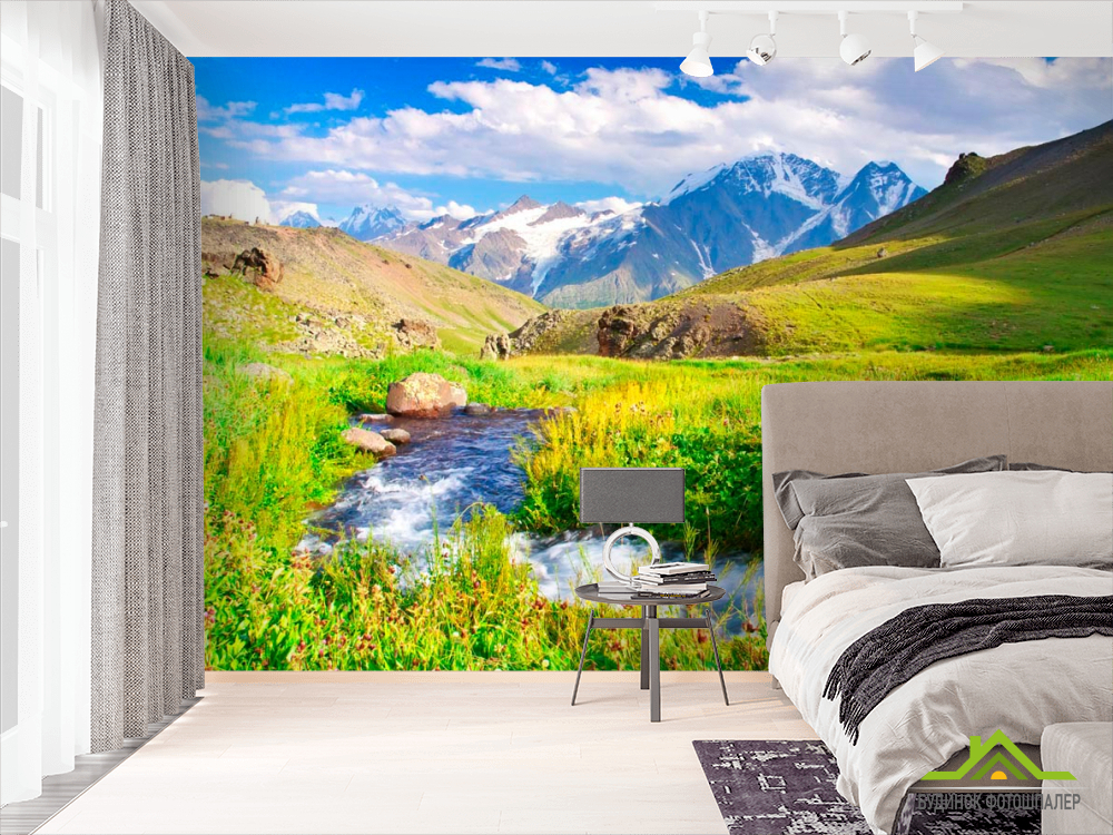 Фотообои Ручей, горы
