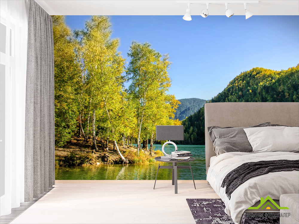 Фотошпалери зелене осіннє озеро