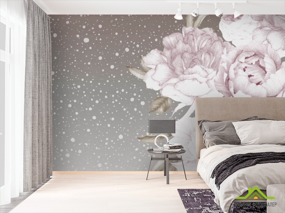 Фотошпалери Квіти на бежевому тлі