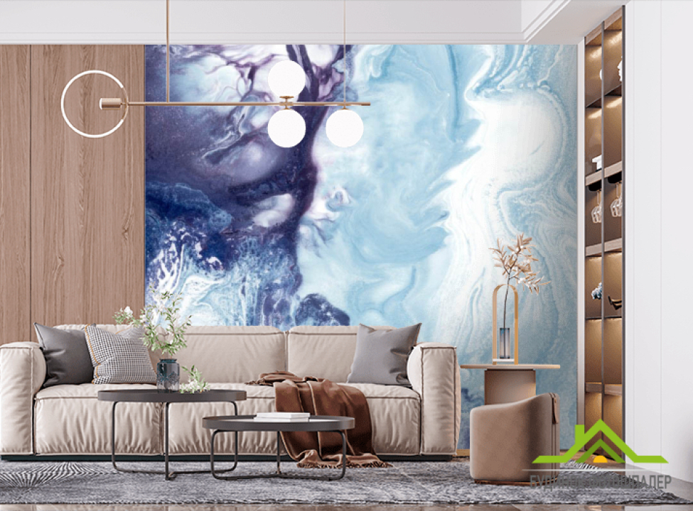 выбрать Фотошпалери Синьо-фіолетовий флюїд Фотошпалери Fluid art на стіну