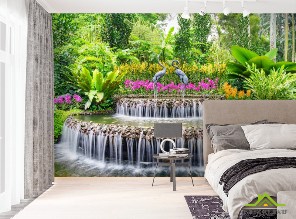 выбрать Фотошпалери фонтан з чаплями Фотошпалери Природа на стіну