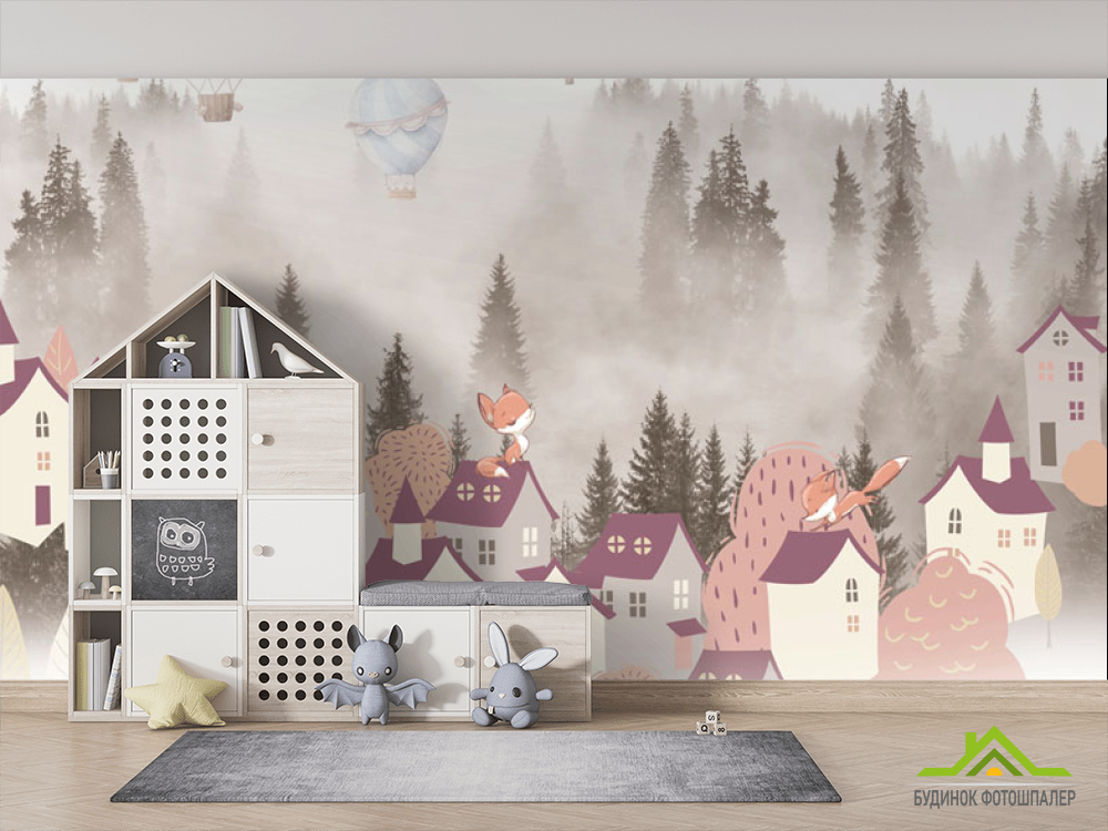 Фотошпалери Будиночки на лісовій галявині