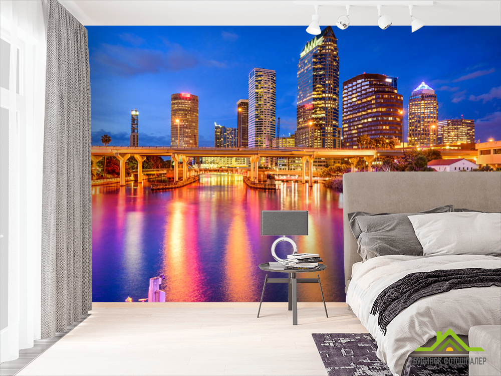 Фотообои Яркий ночной город