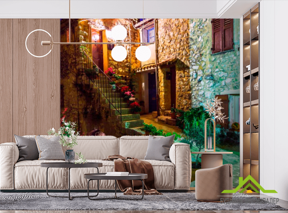 выбрать Фотошпалери Вечірній дворик Фотошпалери Вулиці на стіну