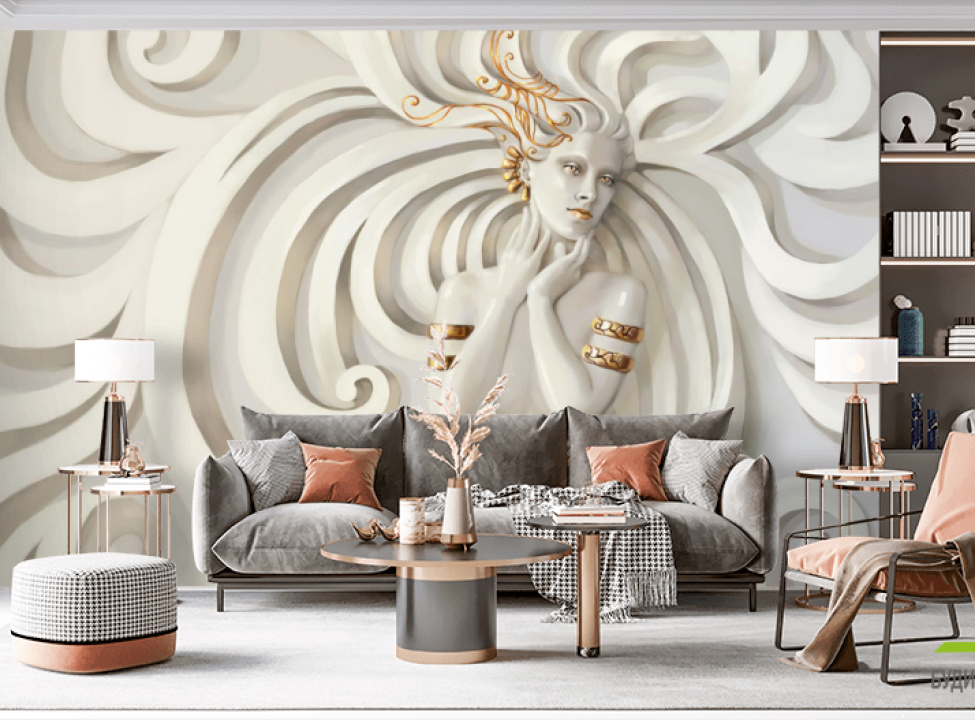 выбрать Фотообои девушка барельеф Фотообои с золочением на стену