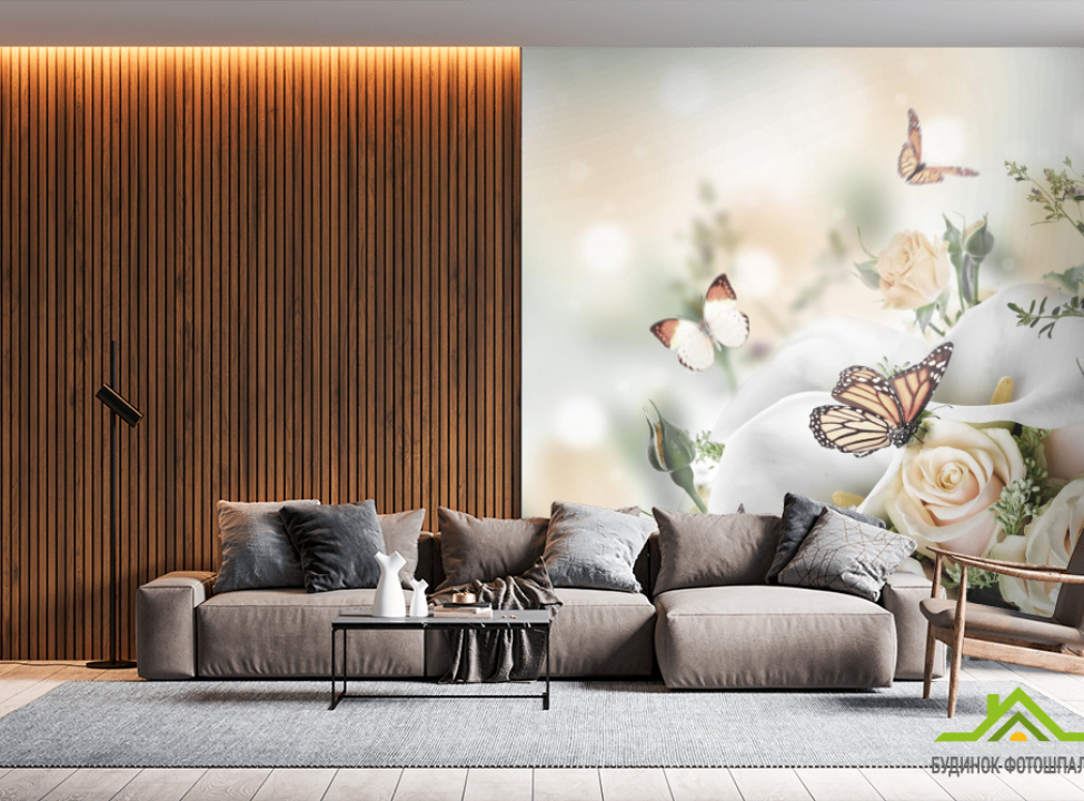 выбрать Фотошпалери метелики на трояндах Фотошпалери на шафу купе на стіну