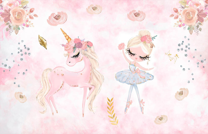 Фотошпалери єдиноріг і фея