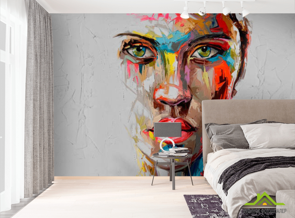 выбрать Фотообои Лицо девушки красками Фотообои в салон красоты на стену