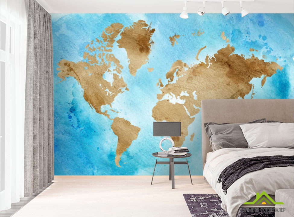 выбрать Фотошпалери акварельна карта Фотошпалери карта Світу на стіну