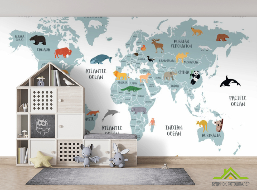 выбрать Шпалери в дитячу Карта Фотошпалери Розвиваючі карти на стіну